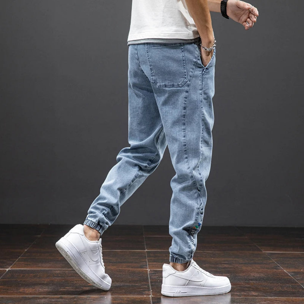 Men’s Stretch Denim Joggers Comfortable & Stylish, view 2 - Elena Harper