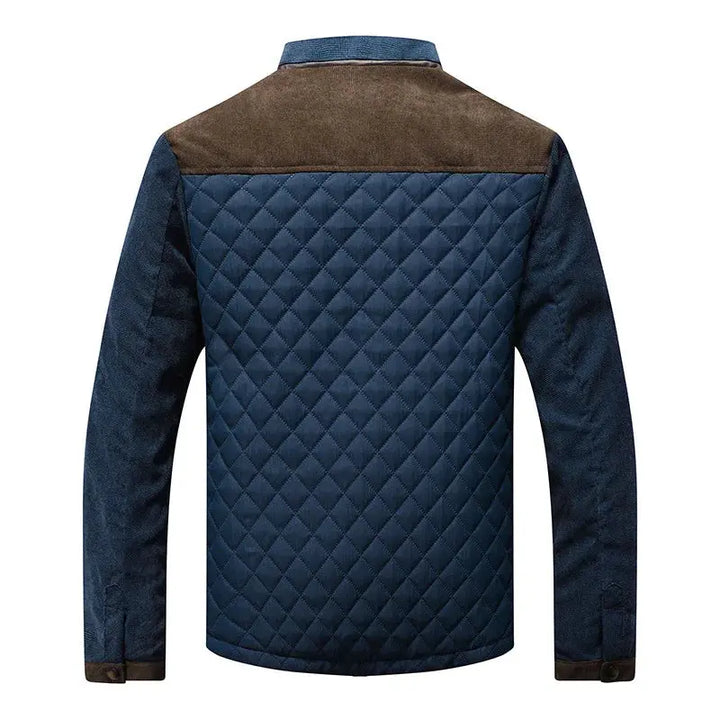 Harrington Oxford Men's Quilted Stand Collar Jacket with Panels, view 2 - Elena Harper