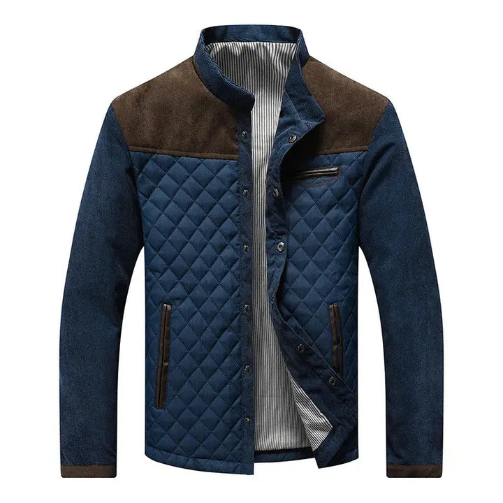 Harrington Oxford Men's Quilted Stand Collar Jacket with Panels - Elena Harper