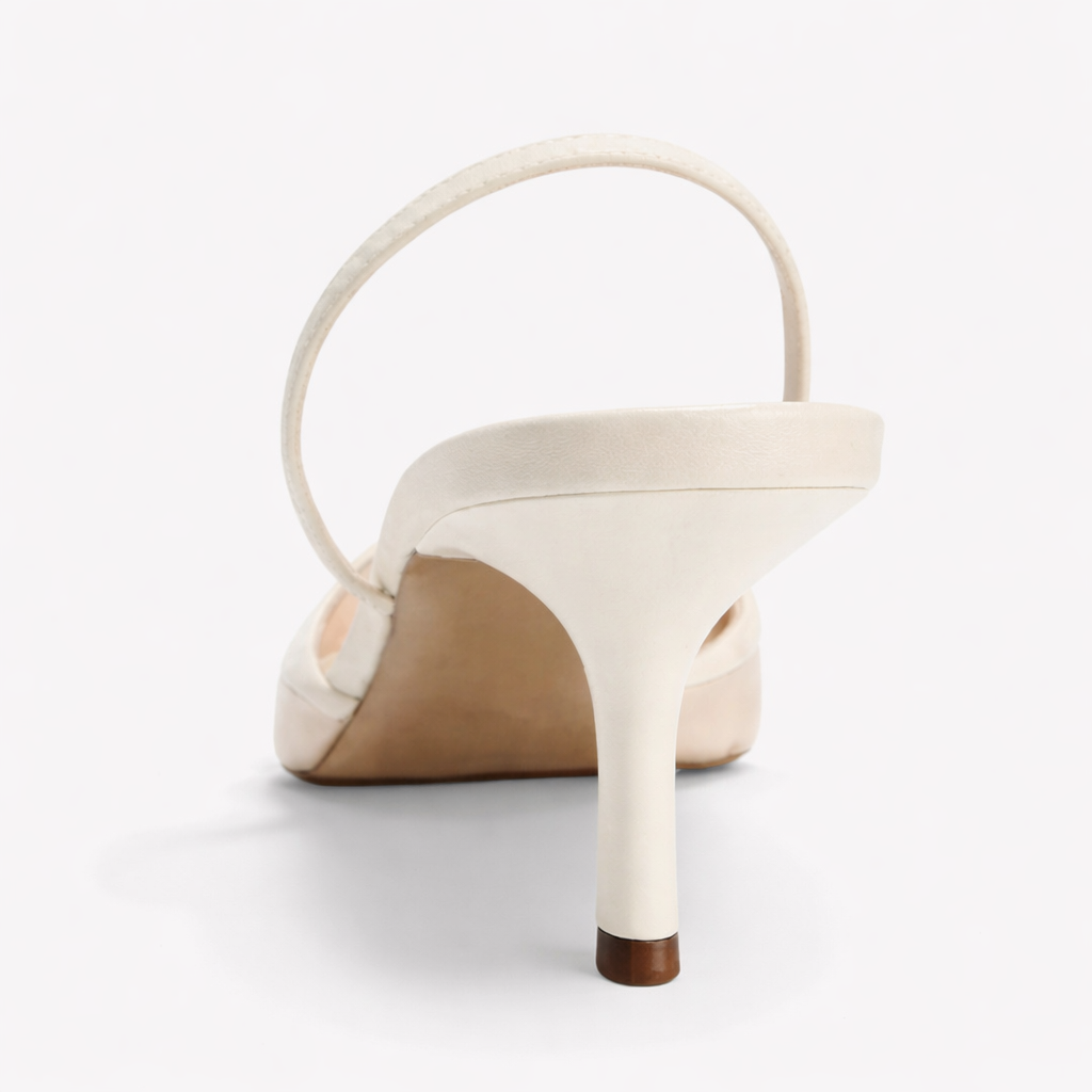 Ladies Mule Heels with Mesh and Floral Embroidery Pointed Toe, view 4 - Elena Harper