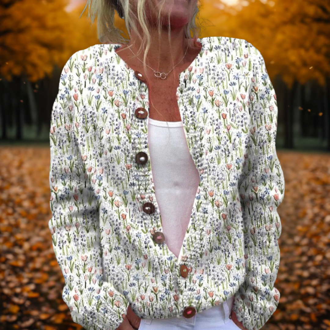 Michelle | Artistic Spring Cardigan with Floral Print