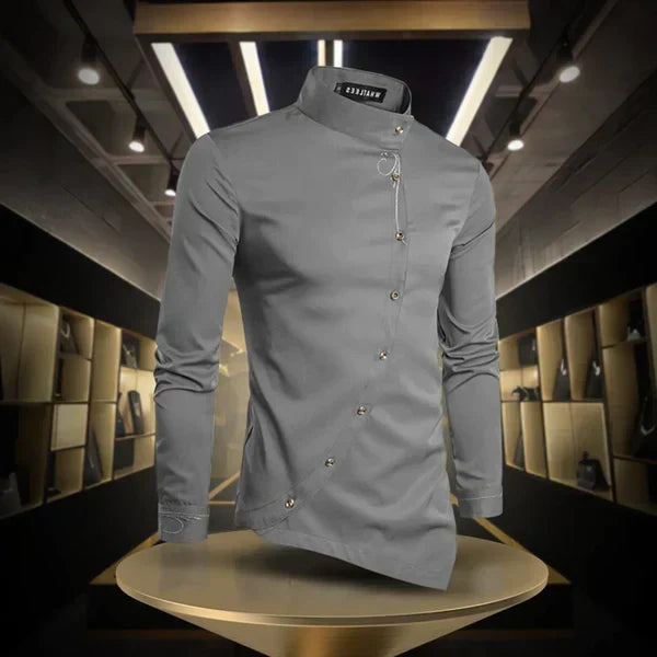 Asymmetrical Button Long Sleeve Shirt for Men Arvello - Elena Harper