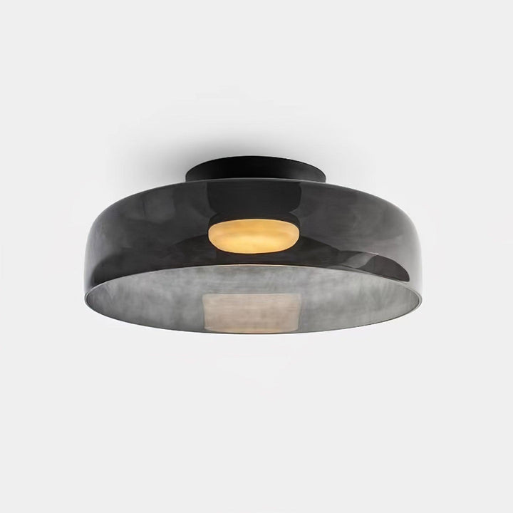Minimalist Smoke Glass Ceiling Lamp with Integrated LED