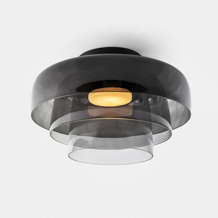 Minimalist Smoke Glass Ceiling Lamp with Integrated LED
