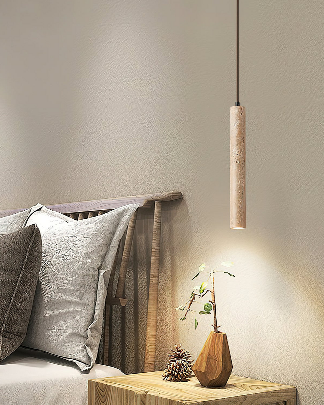 Travertine LED Ceiling Lamp Minimalist Beige
