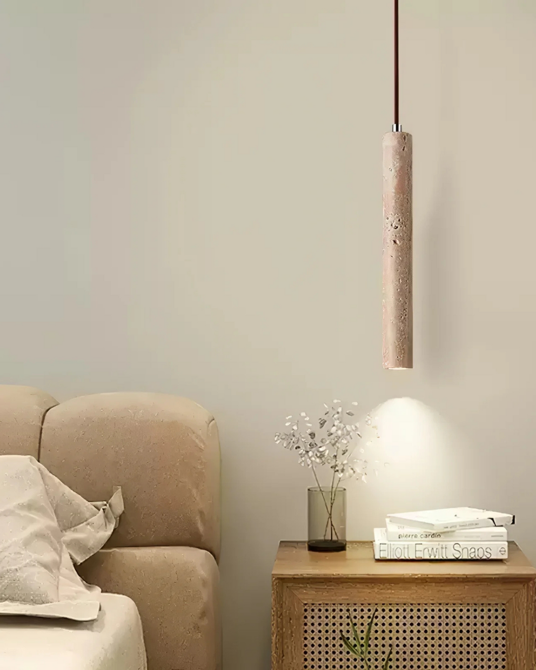 Travertine LED Ceiling Lamp Minimalist Beige