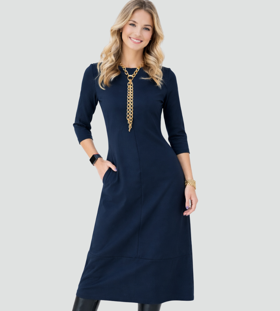 Elegant Vintage Maxi Dress for Women with Pockets