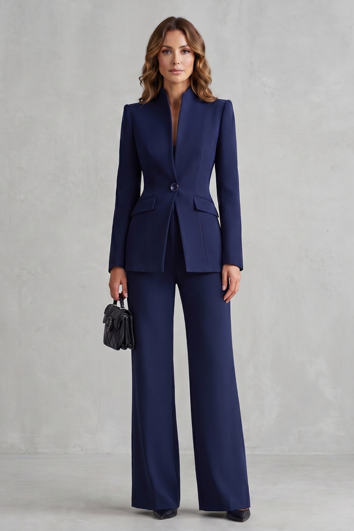Women's Tailored Blazer and Wide Leg Trouser Suit Set Cordelise, view 2 - Elena Harper