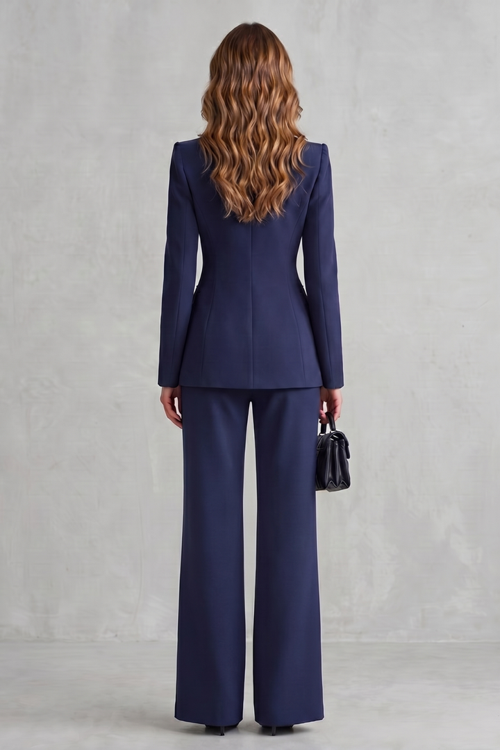 Women's Tailored Blazer and Wide Leg Trouser Suit Set Cordelise, view 4 - Elena Harper
