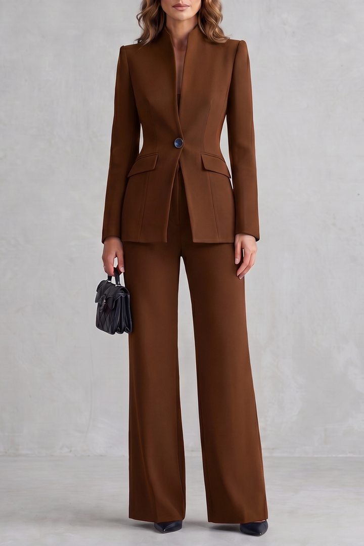 Women's Tailored Blazer and Wide Leg Trouser Suit Set Cordelise - Elena Harper