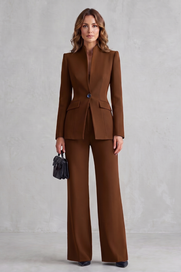 Women's Tailored Blazer and Wide Leg Trouser Suit Set Cordelise - Elena Harper
