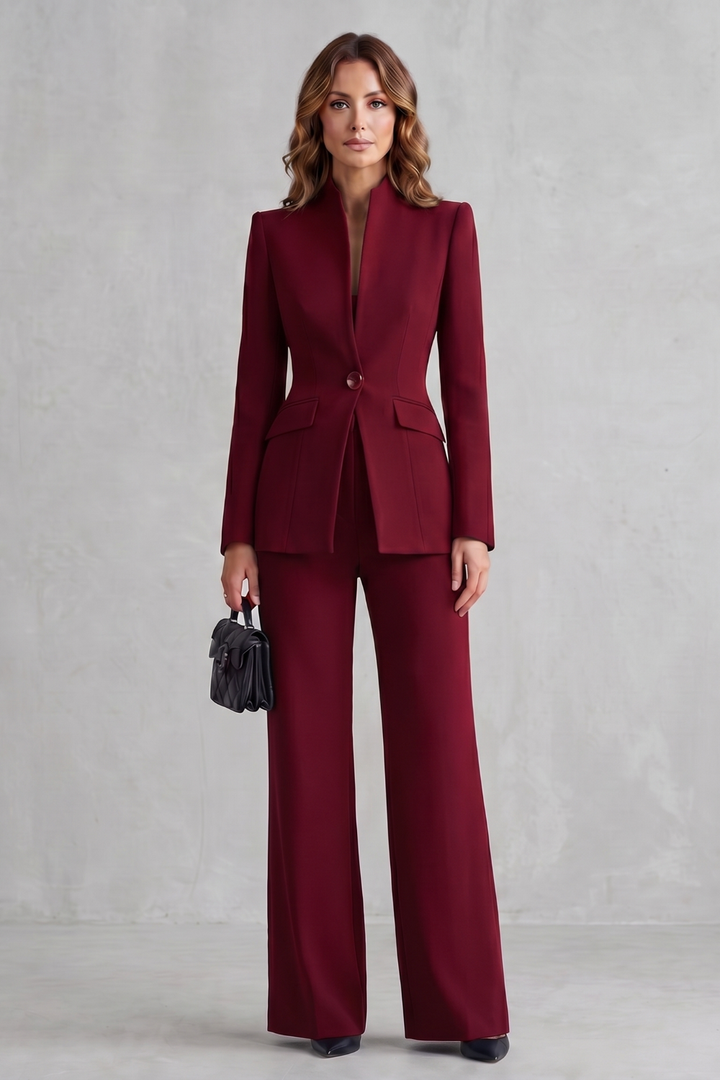 Women's Tailored Blazer and Wide Leg Trouser Suit Set Cordelise, view 10 - Elena Harper