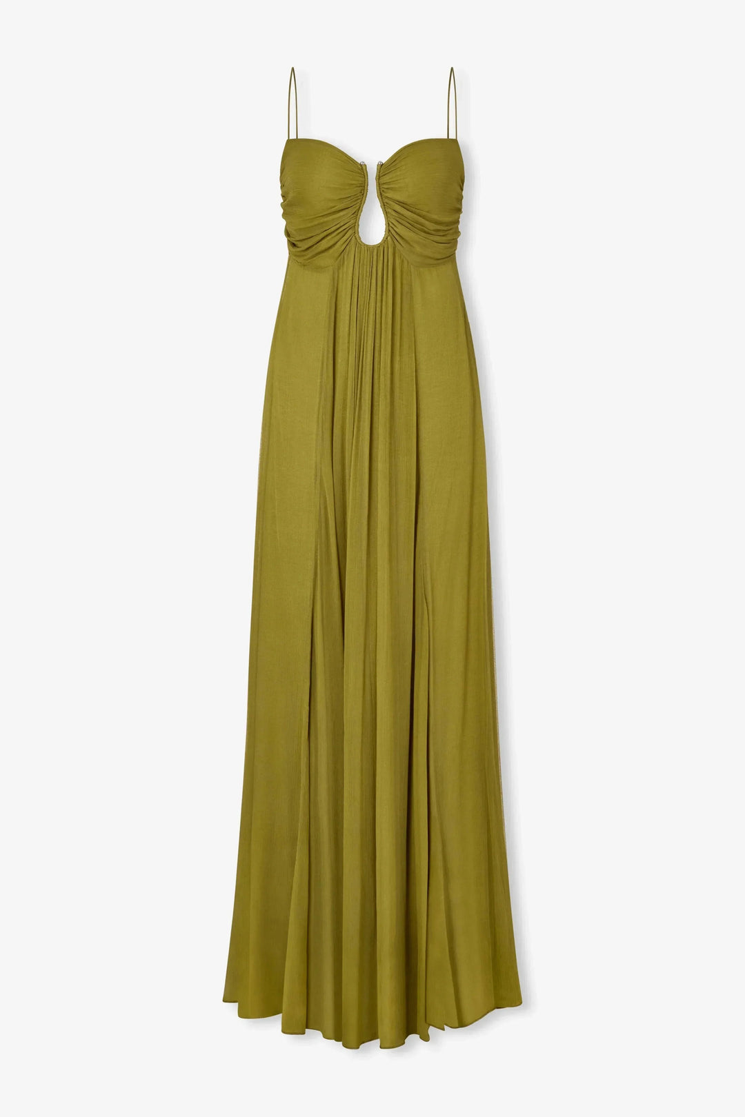 Olive green Julenia™ maxi dress by Emma & Rose Cape Town, featuring elegant fabric and a flowing silhouette.