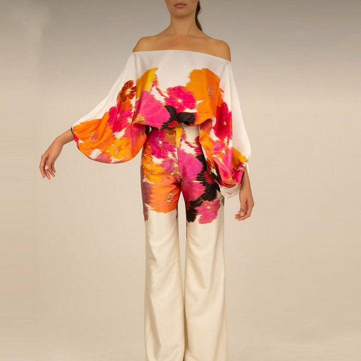 Two-Piece Satin Set with Asymmetrical Shoulder for Women – Elegant, Fluid, Lightweight
