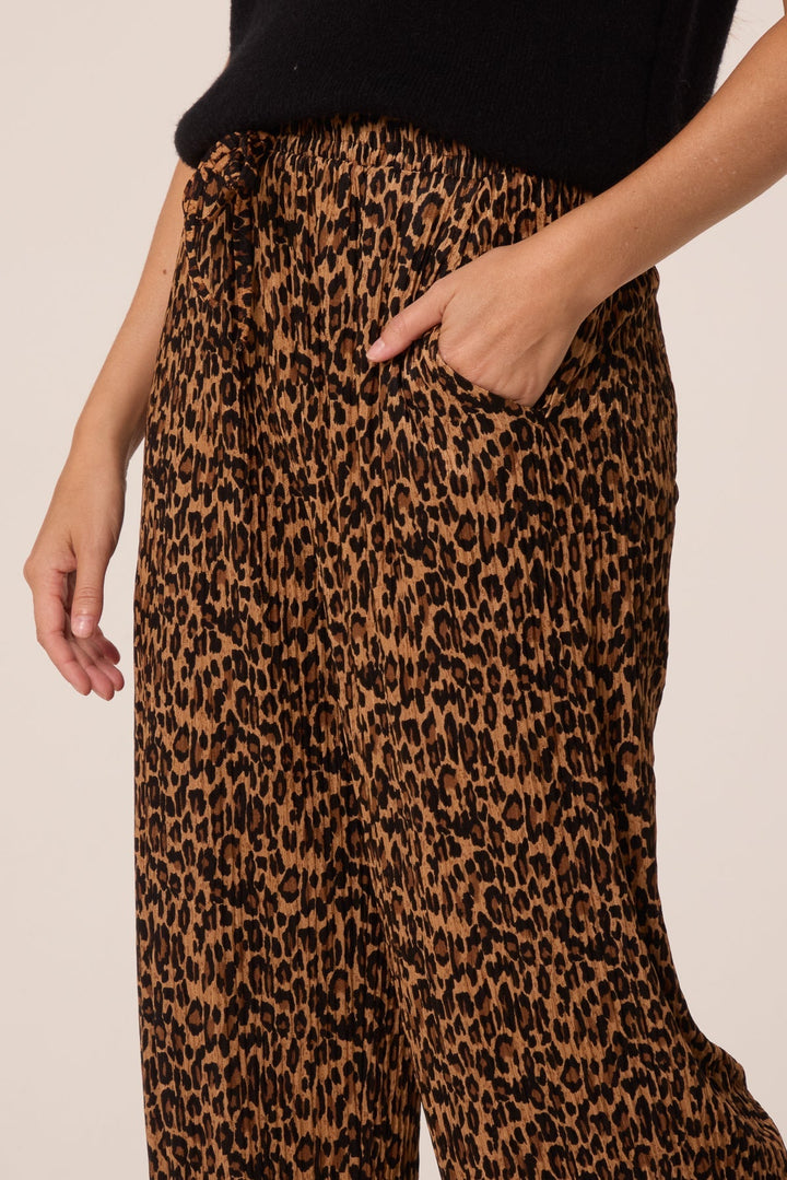 Ladies Wide Leg Pants Leopard Print - Stretch Quality