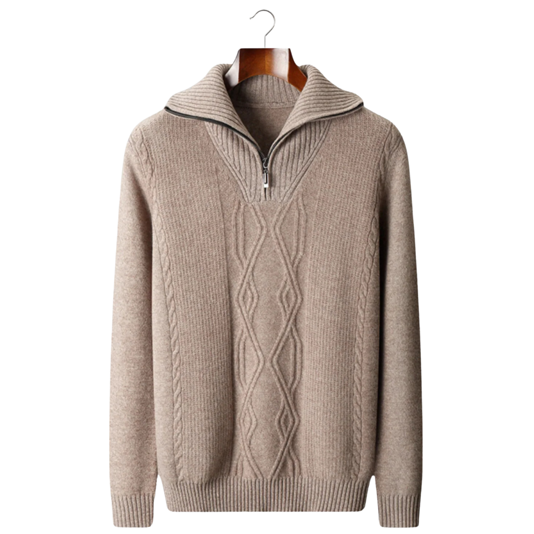 Emma & Rose wool quarter-zip sweater — premium knitwear