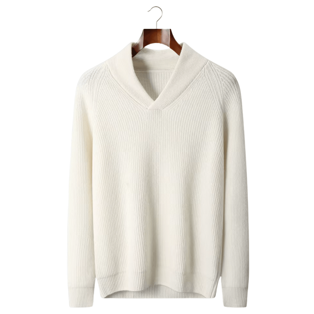 Emma & Rose ribbed cashmere V-neck sweater — premium winter knitwear