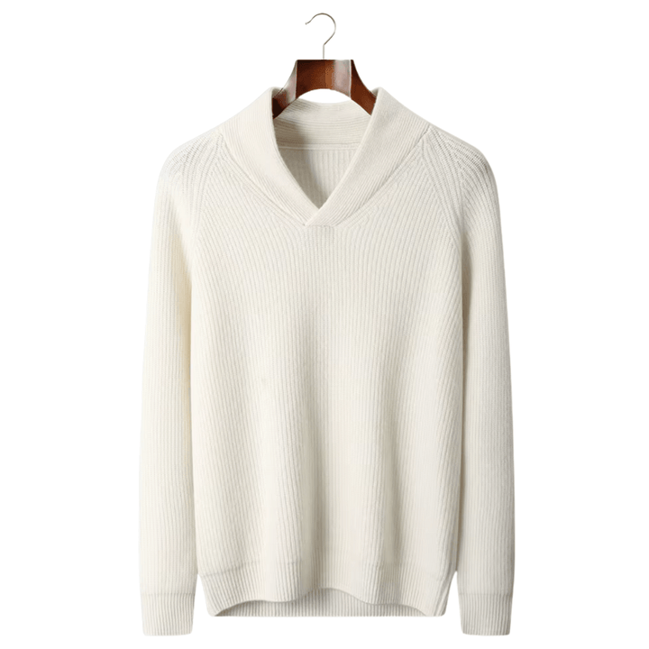 Emma & Rose ribbed cashmere V-neck sweater — premium winter knitwear