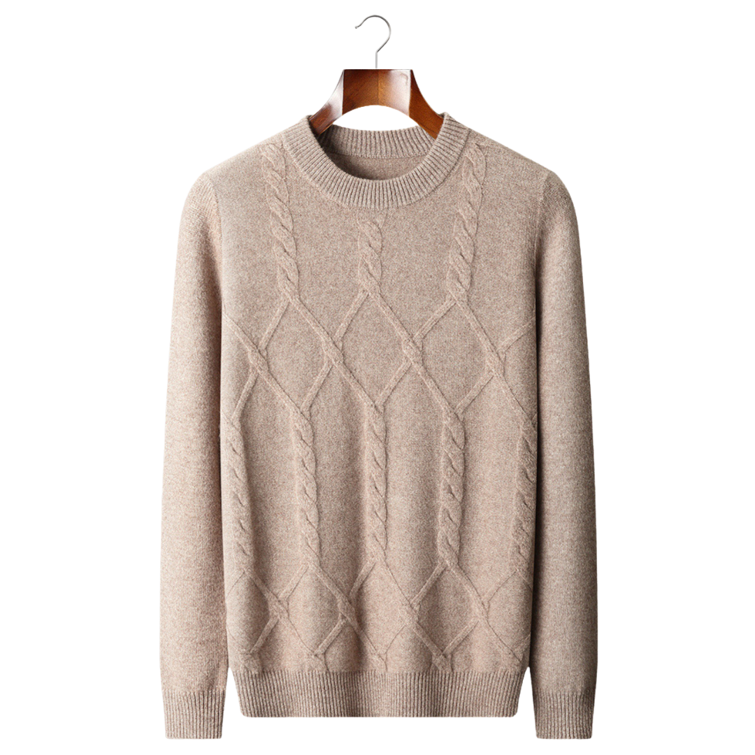Emma & Rose cashmere patterned crewneck — premium knitwear