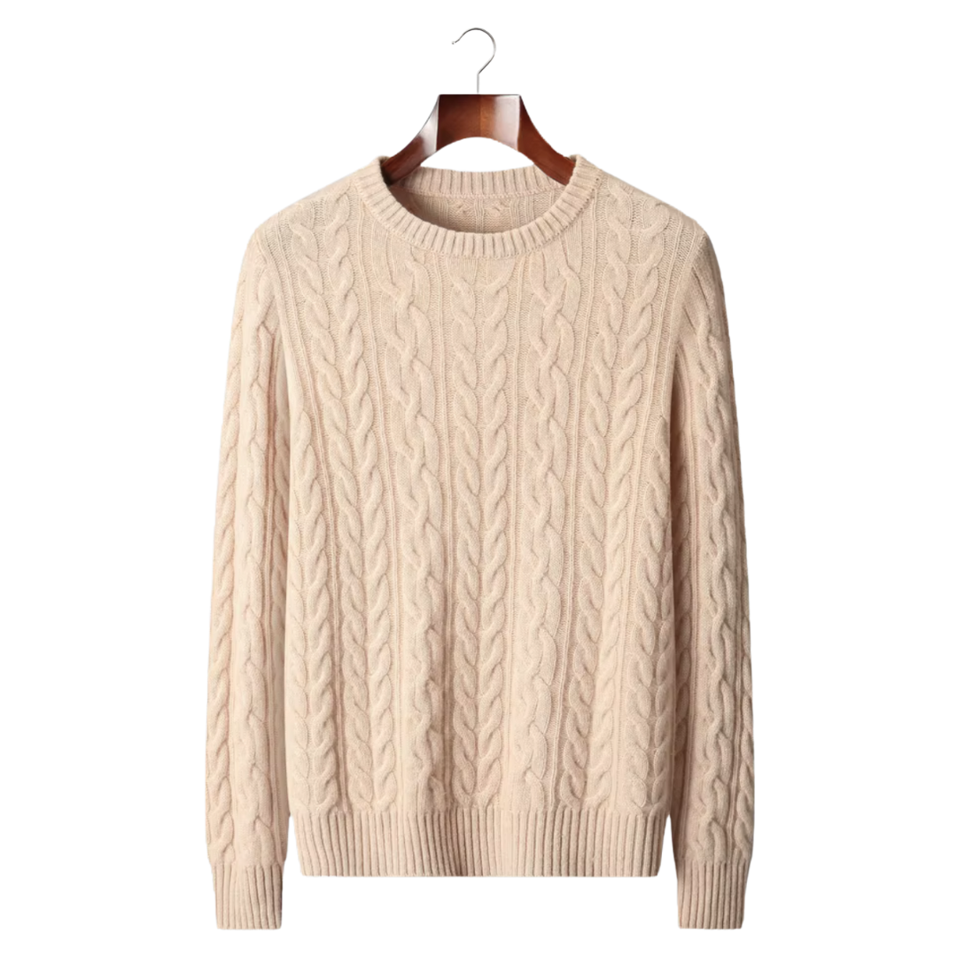 Emma & Rose merino wool cable knit crewneck — premium winter jumper