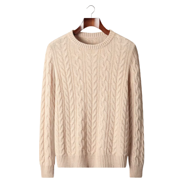 Emma & Rose merino wool cable knit crewneck — premium winter jumper