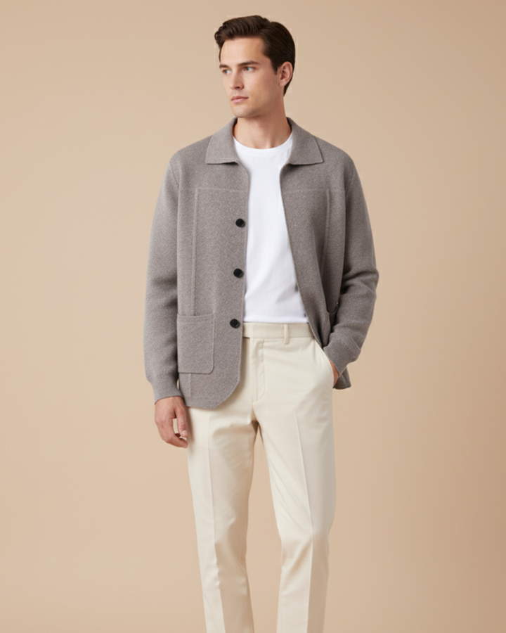 Emma & Rose merino wool button overshirt — premium knitwear