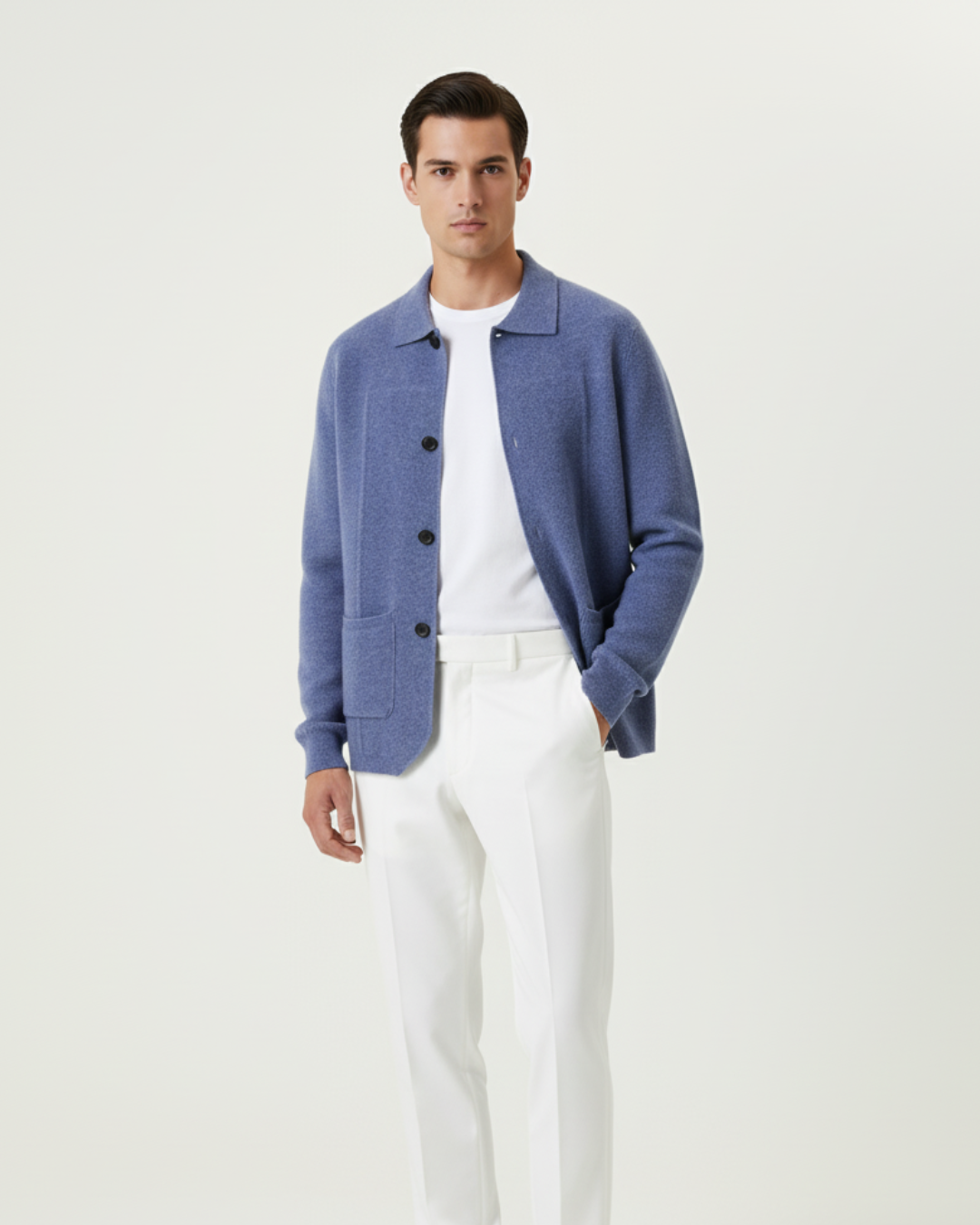 Emma & Rose merino wool button overshirt — premium knitwear