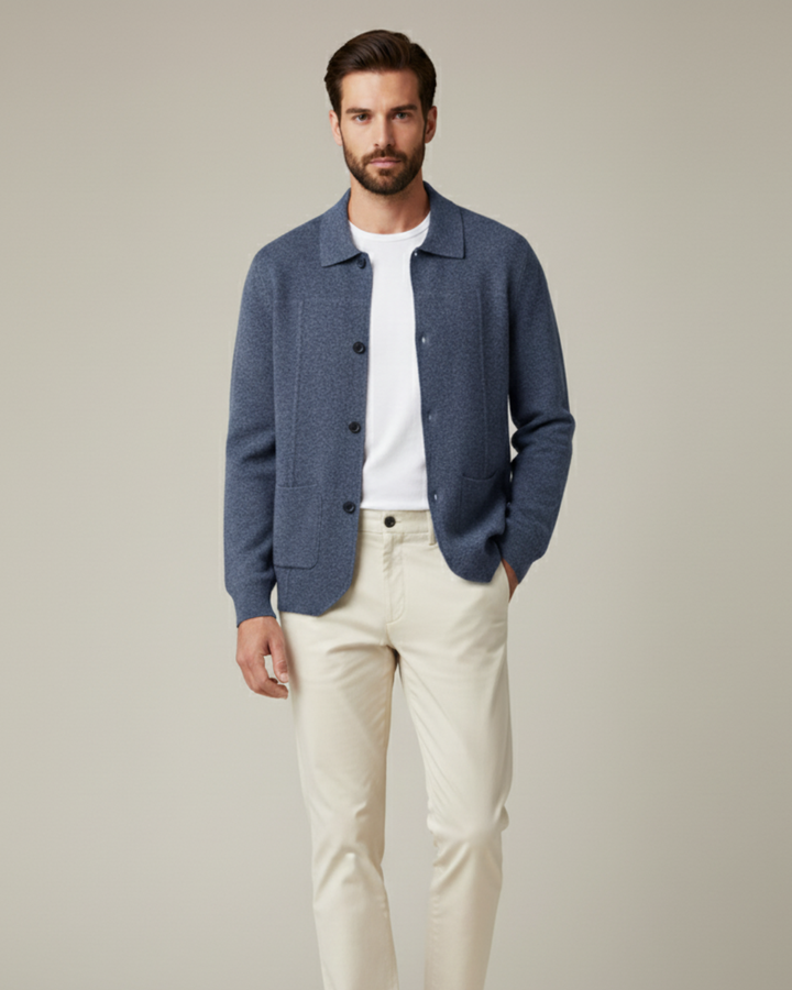 Emma & Rose merino wool button overshirt — premium knitwear