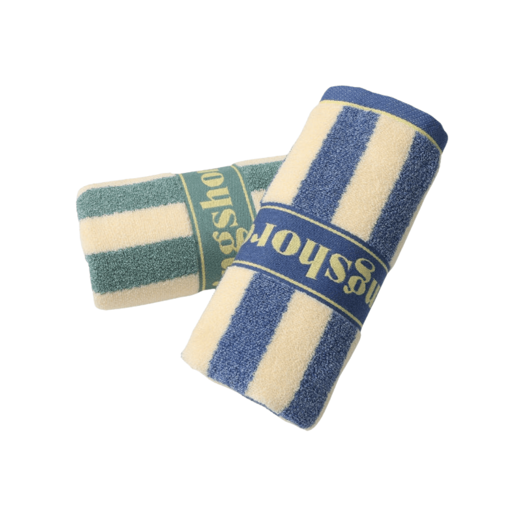Sea stripe hand towel from Emma & Rose Manhattan Lance™ collection, featuring a stylish blue and white striped pattern.