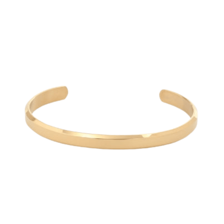 Emma & Rose Manhattan Yana™ Sleek Statement Cuff in gold with minimalist design and smooth finish, worn on a wrist.