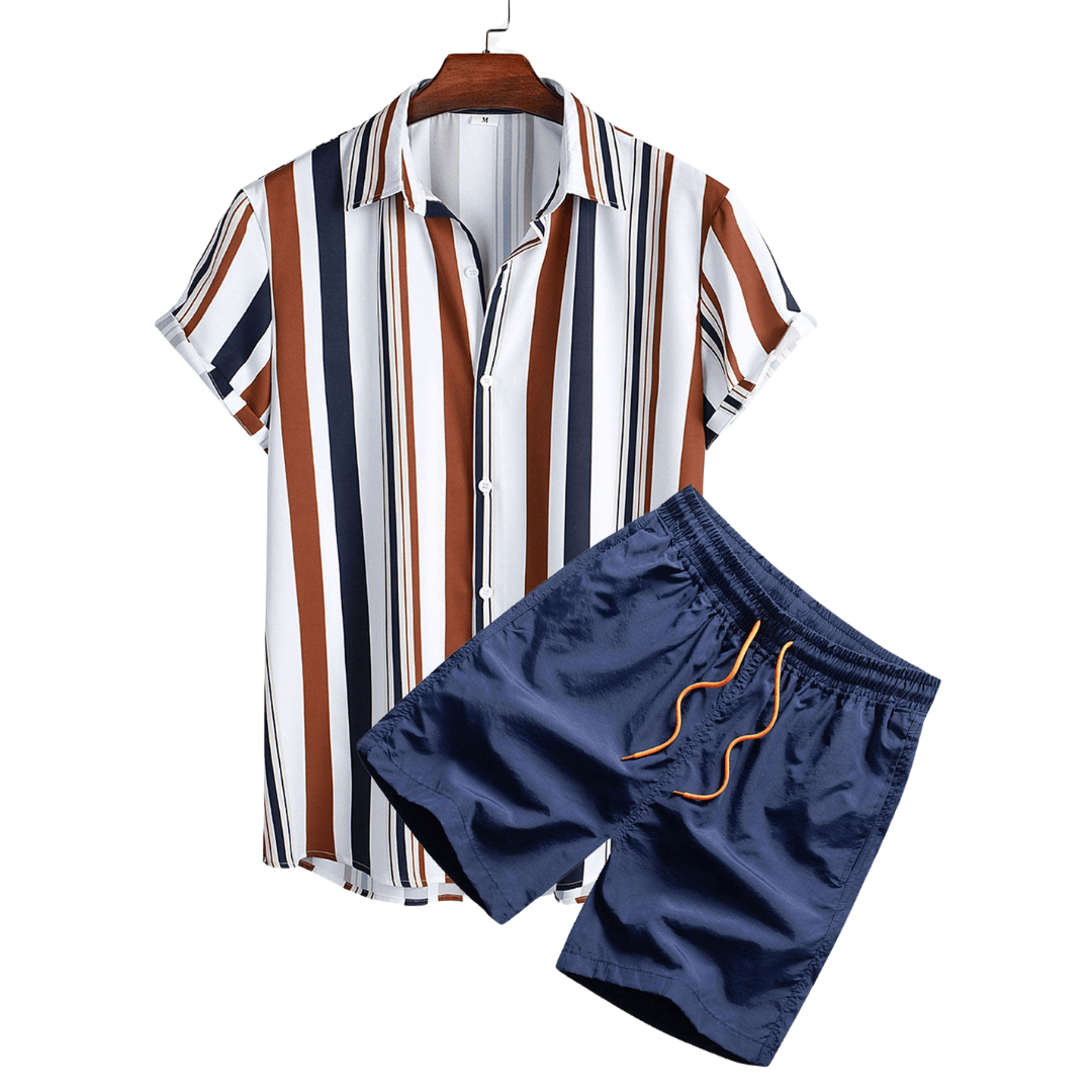 Frederik™ short-sleeved beach set by Emma & Rose Manhattan, two-piece outfit with casual top and matching shorts, perfect for summer.