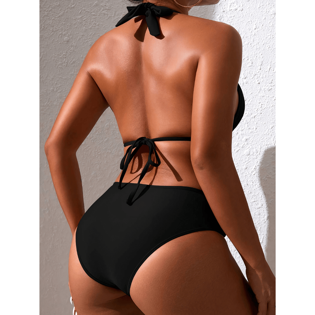 Summer™ Serenity Bikini by Emma & Rose Manhattan, featuring a stylish, colorful bikini top and bottom on a model.