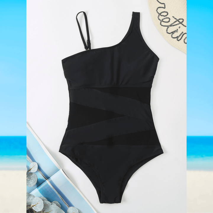 Sunset™ Elegance Swimsuit by Emma & Rose Manhattan featuring a stylish, colorful design and supportive fit on a model.