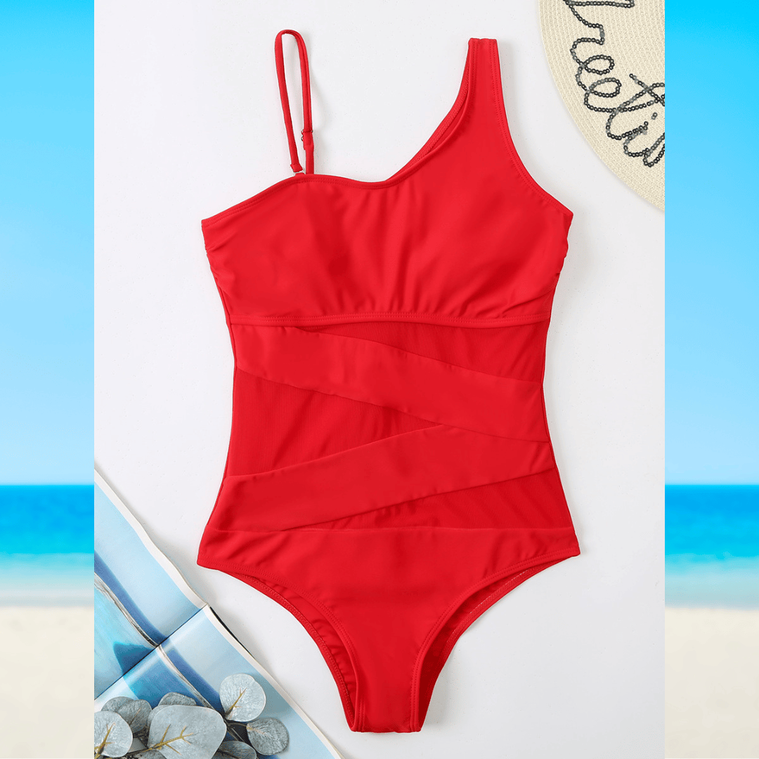 Sunset™ Elegance Swimsuit by Emma & Rose Manhattan featuring a stylish one-piece design with vibrant sunset colors.
