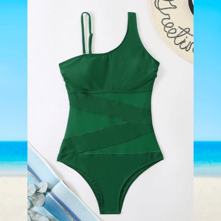 Sunset™ Elegance Swimsuit by Emma & Rose Manhattan, featuring a stylish one-piece design with vibrant sunset-inspired colors.