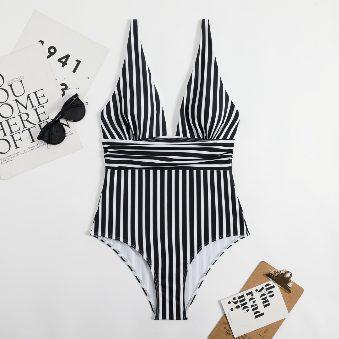 Esmé™ Luxe Horizon swimsuit in stylish swimwear, featuring a vibrant pattern and sleek design from Emma & Rose Manhattan.