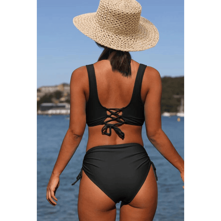 Elmarie™ SummerChic bikini set by Emma & Rose Manhattan featuring a colorful floral pattern and adjustable straps.