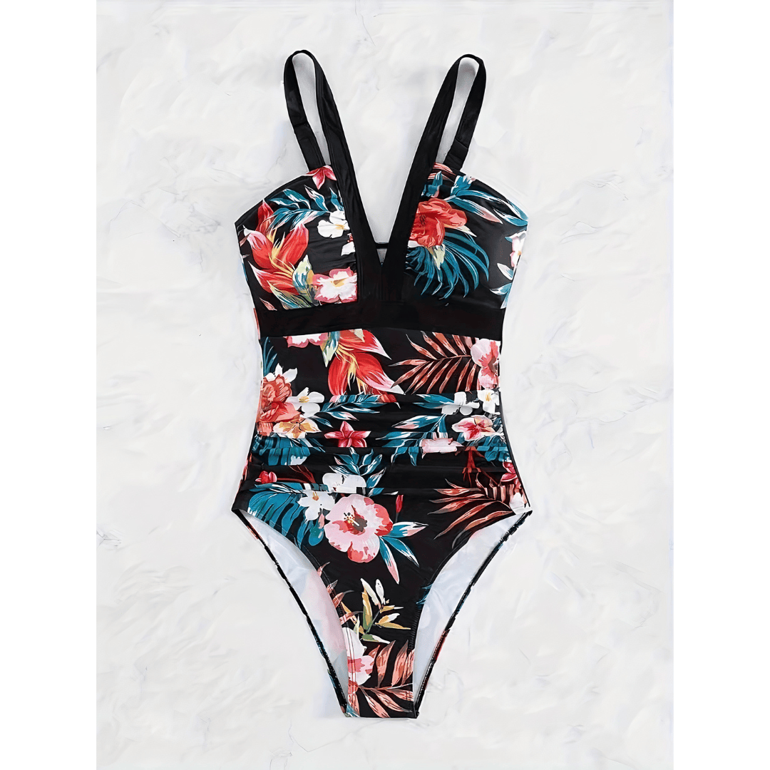 Lize™ Blossom Royale Swimsuit by Emma & Rose Manhattan, featuring vibrant floral design and a flattering fit on a model.