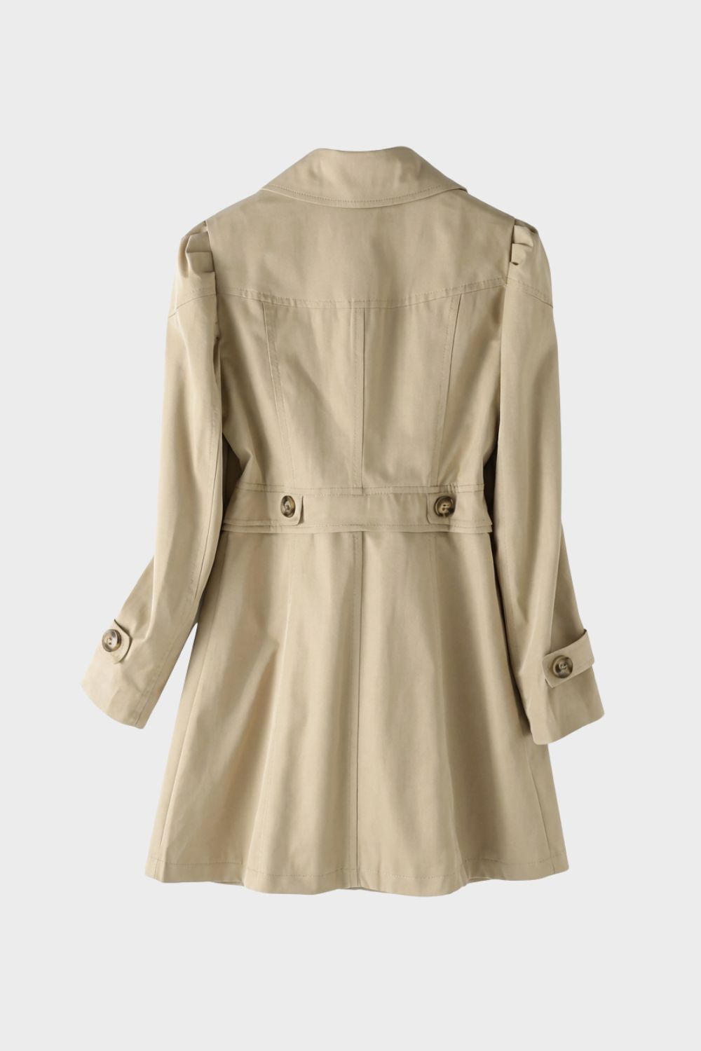 Women's Trench Coat with Notched Collar and Button Placket