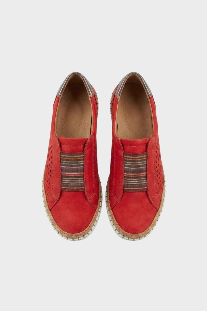 Ladies Slip-On Shoes with Elastic and Perforated Design