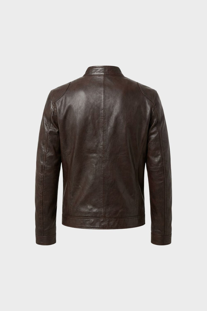 Men's Leather Jacket Biker Jacket with Zipper