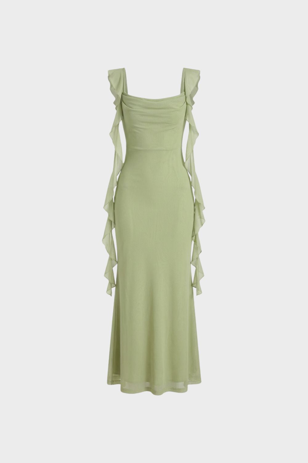 Women’s Maxi Dress with Ruffles and Slim Fit