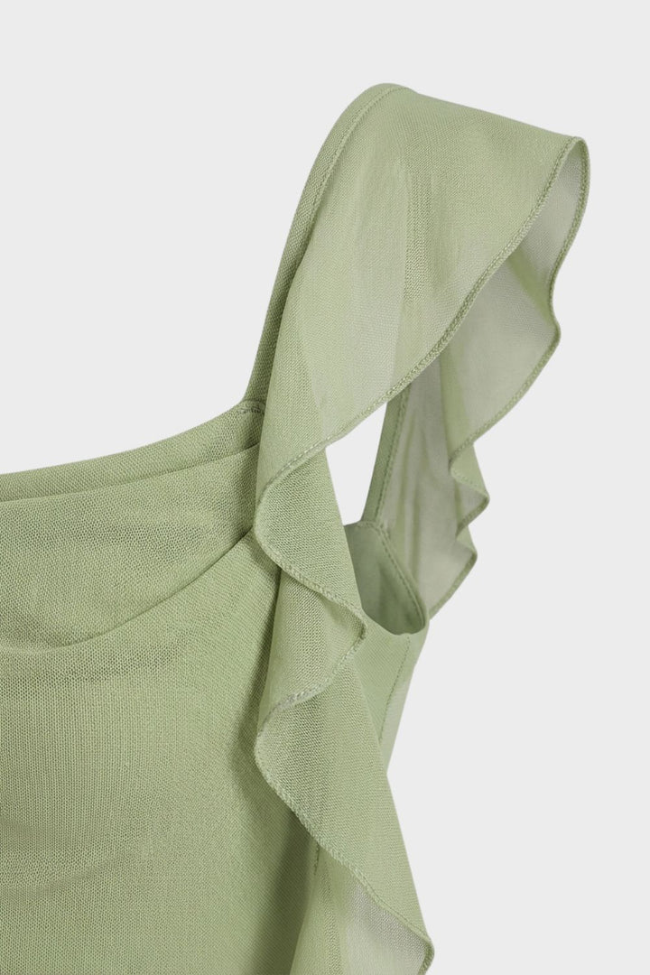 Women’s Maxi Dress with Ruffles and Slim Fit