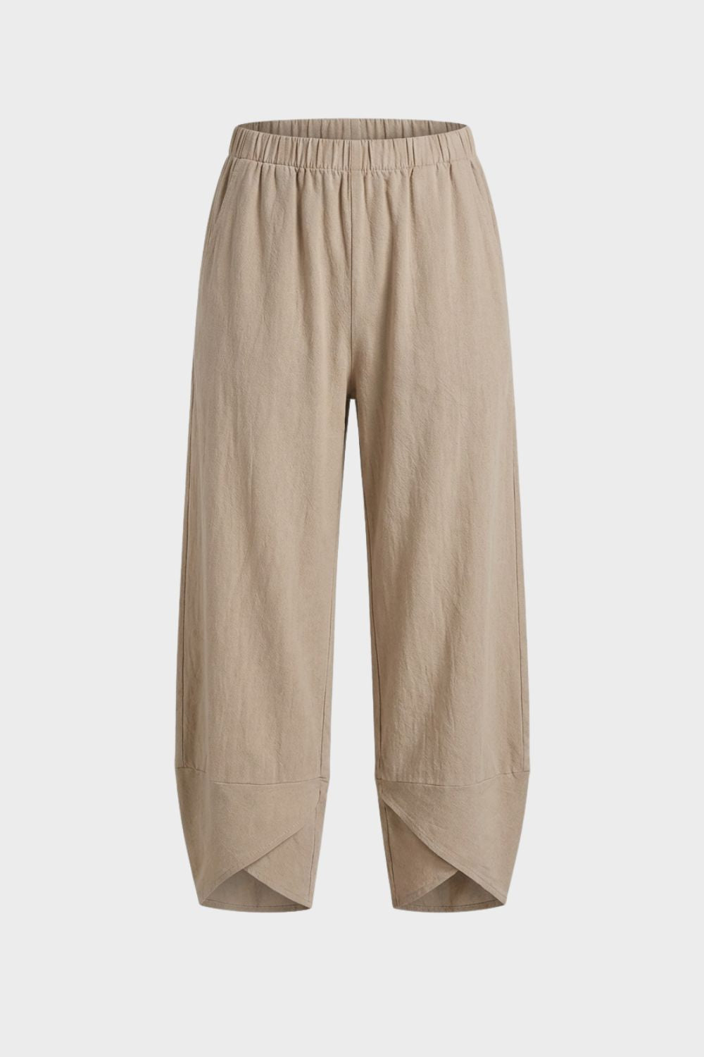 Women's Fabric Pants with Elastic Waist and Wide Leg