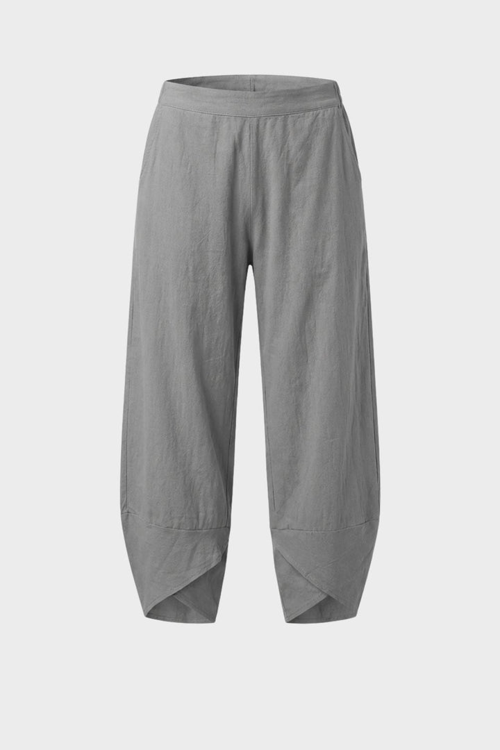 Women's Fabric Pants with Elastic Waist and Wide Leg
