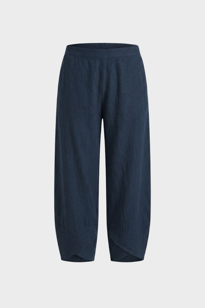 Women's Fabric Pants with Elastic Waist and Wide Leg