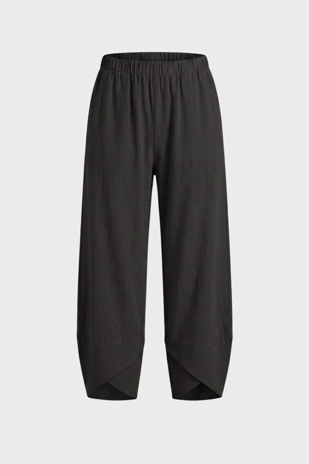 Women's Fabric Pants with Elastic Waist and Wide Leg