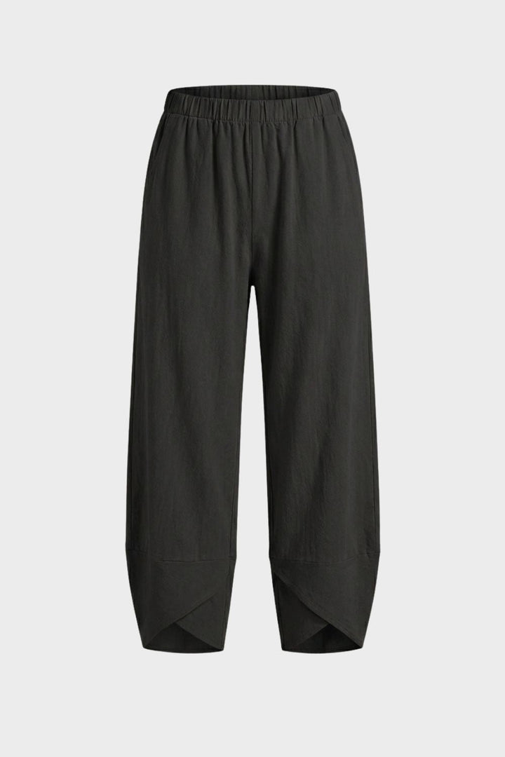 Women's Fabric Pants with Elastic Waist and Wide Leg