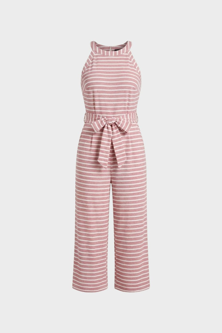 Women's Striped Jumpsuit | Halterneck