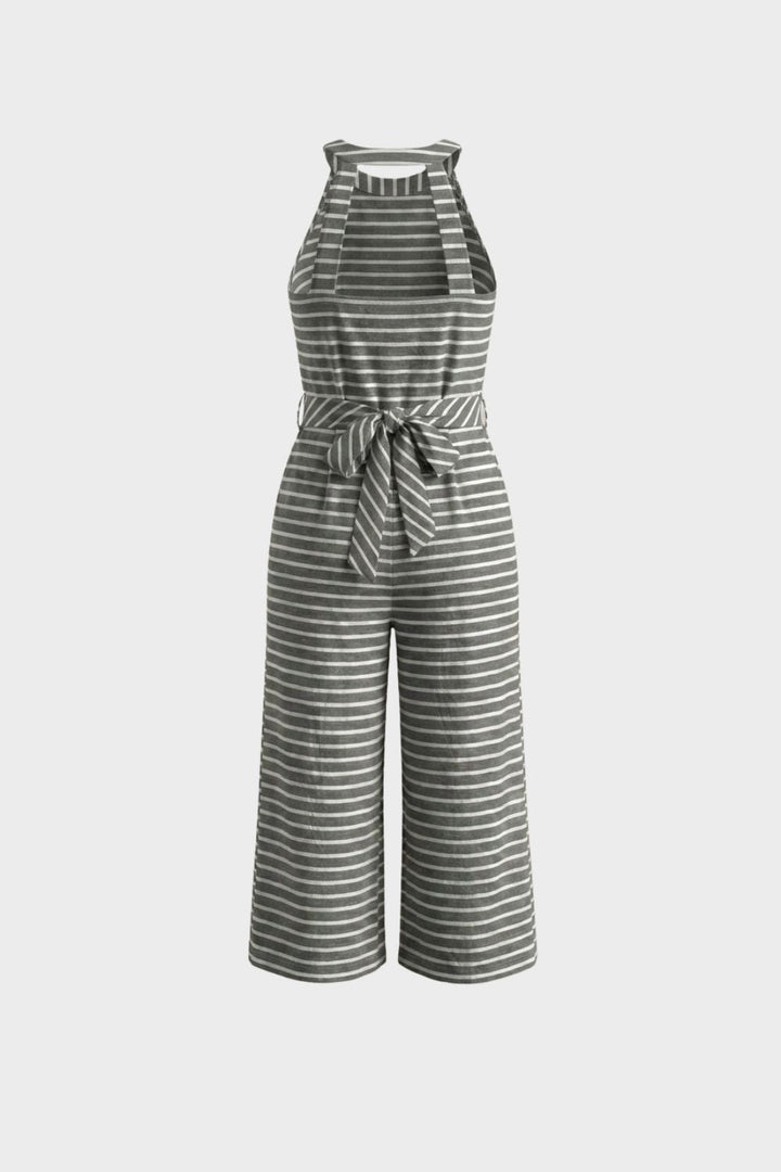 Women's Striped Jumpsuit | Halterneck